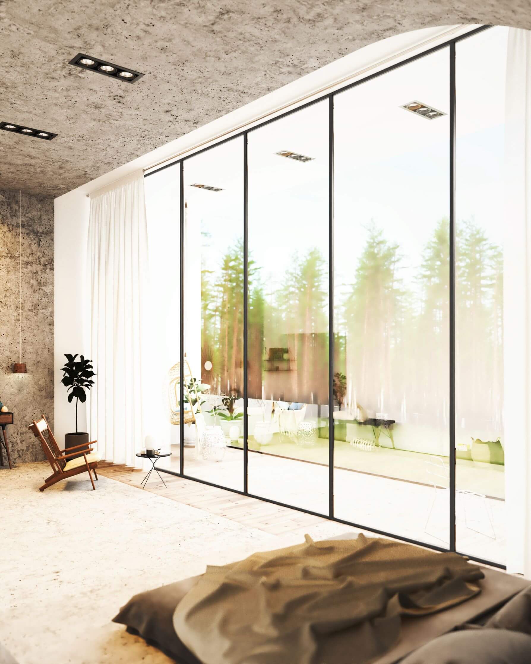 bedroom with terrace view